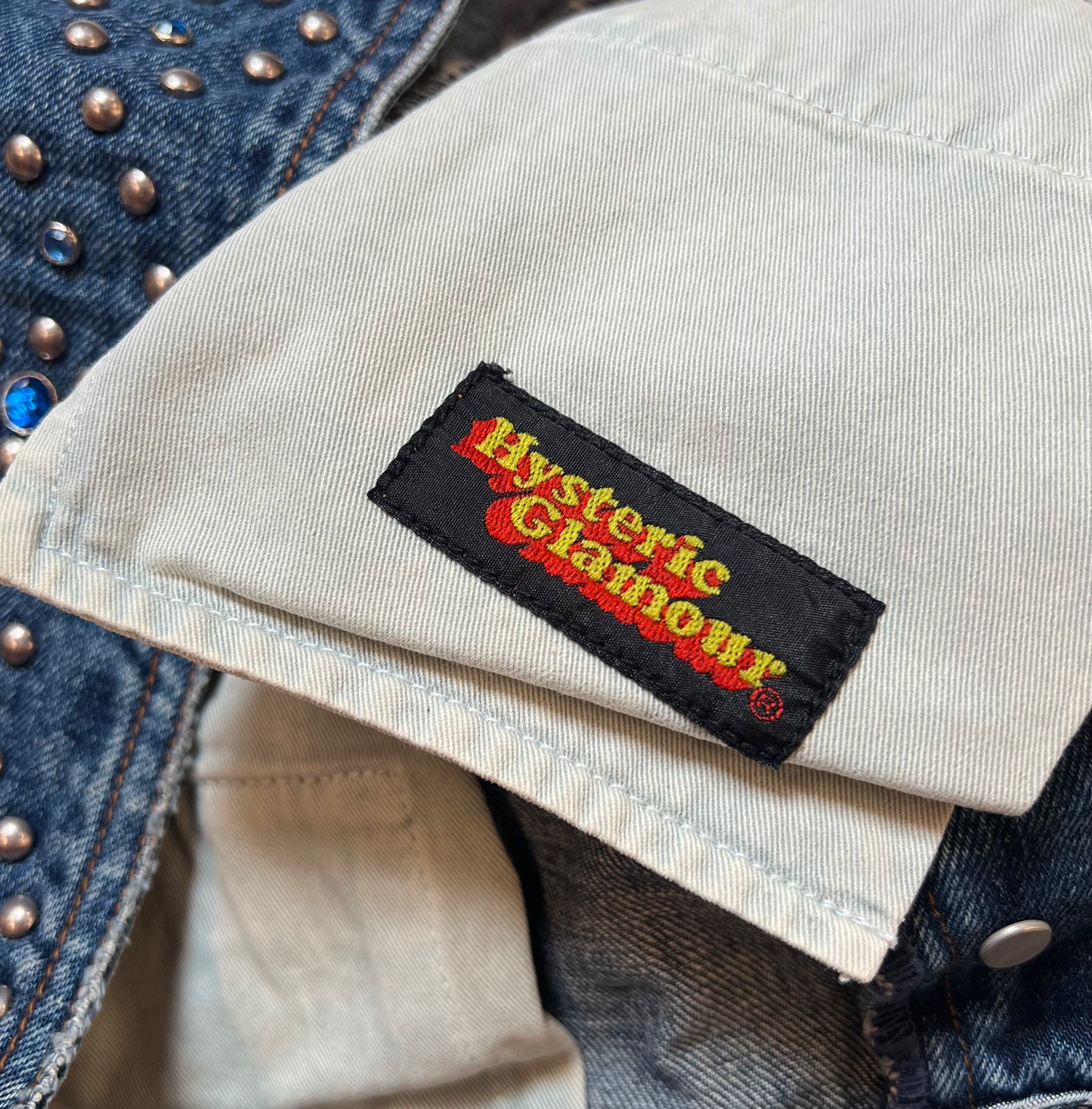 Hysteric Glamour western studded knee length denim shorts