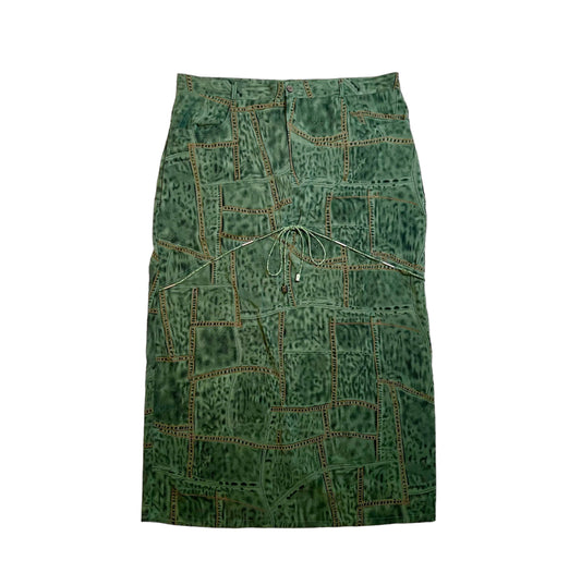 2000s SHI ME NA printed faux denim skirt
