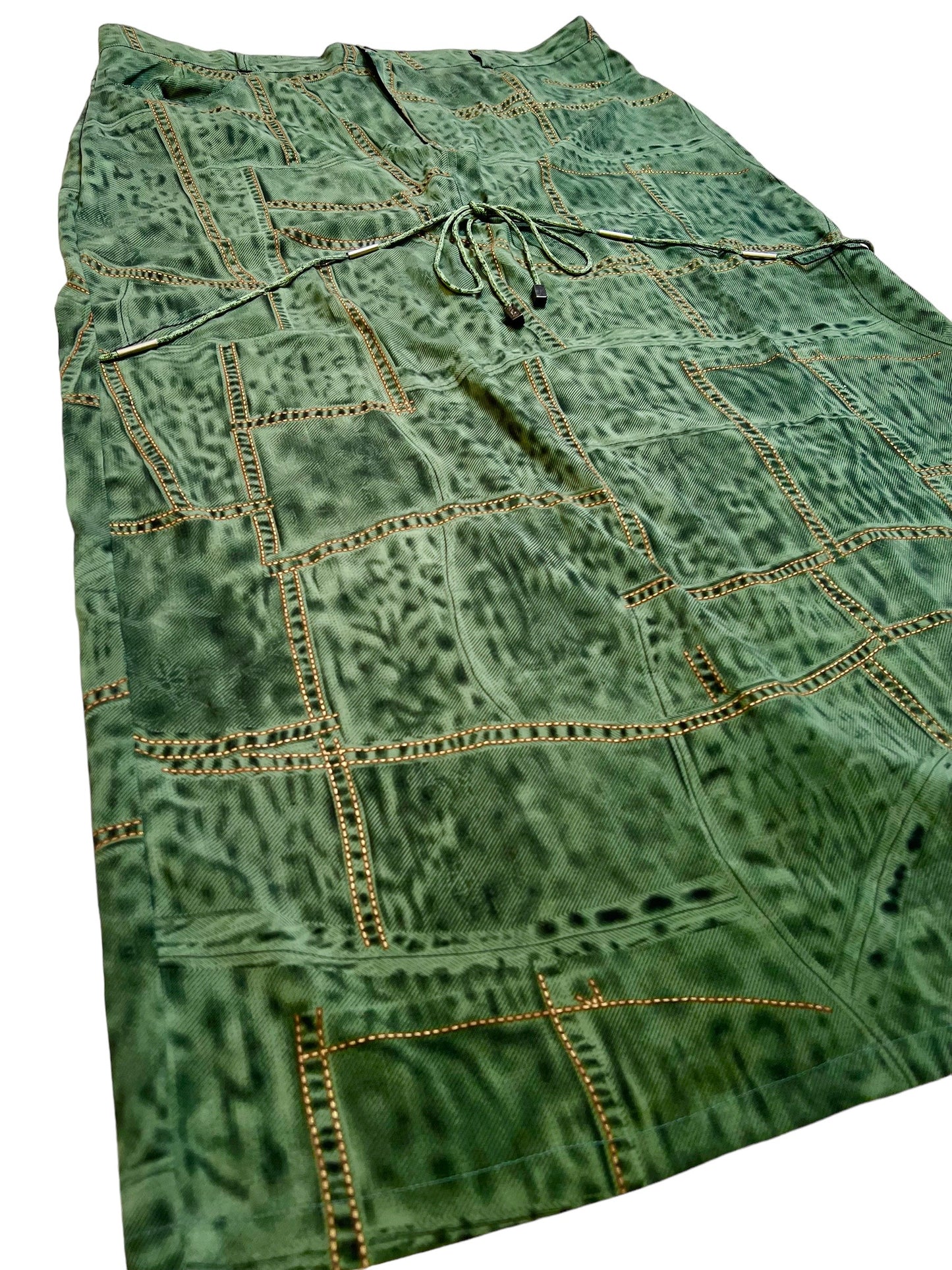 2000s SHI ME NA printed faux denim skirt