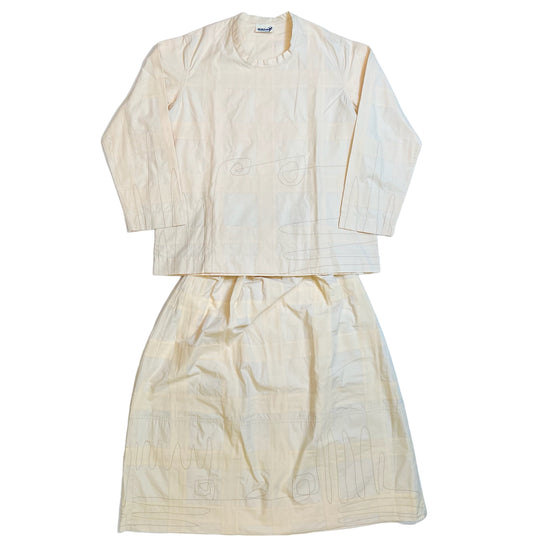 Vintage Hai Sporting Gear Issey Miyake muslin shirt/skirt set