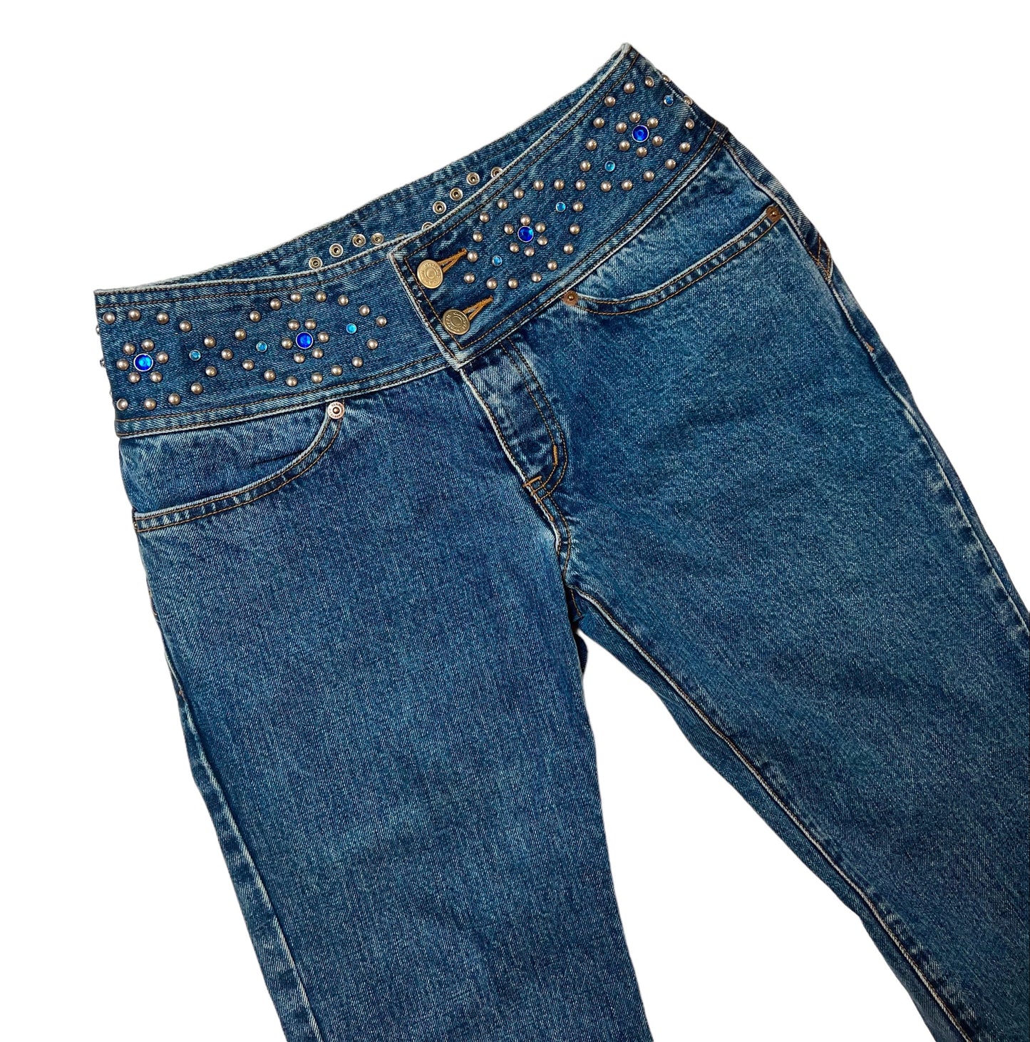 Hysteric Glamour western studded knee length denim shorts