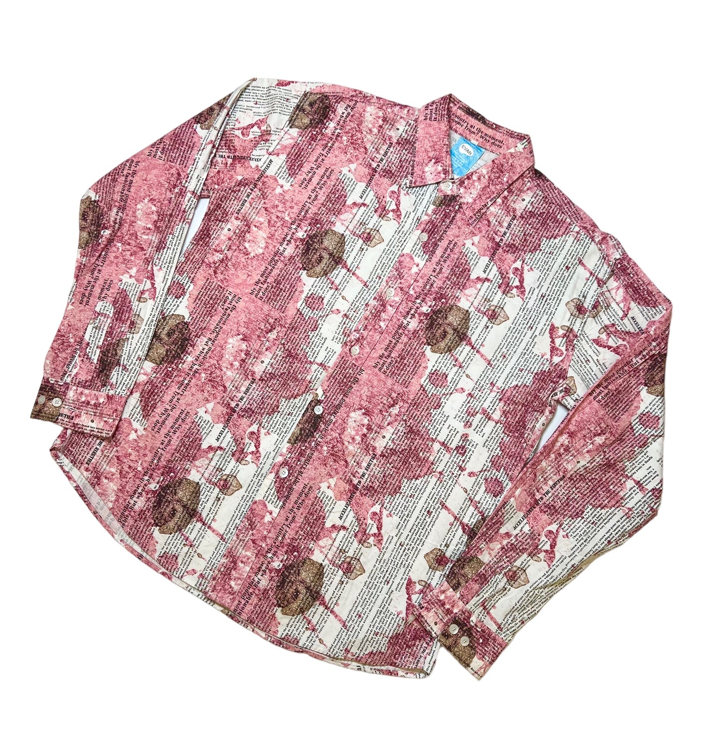 Vintage EVAN blood print house music button up shirt