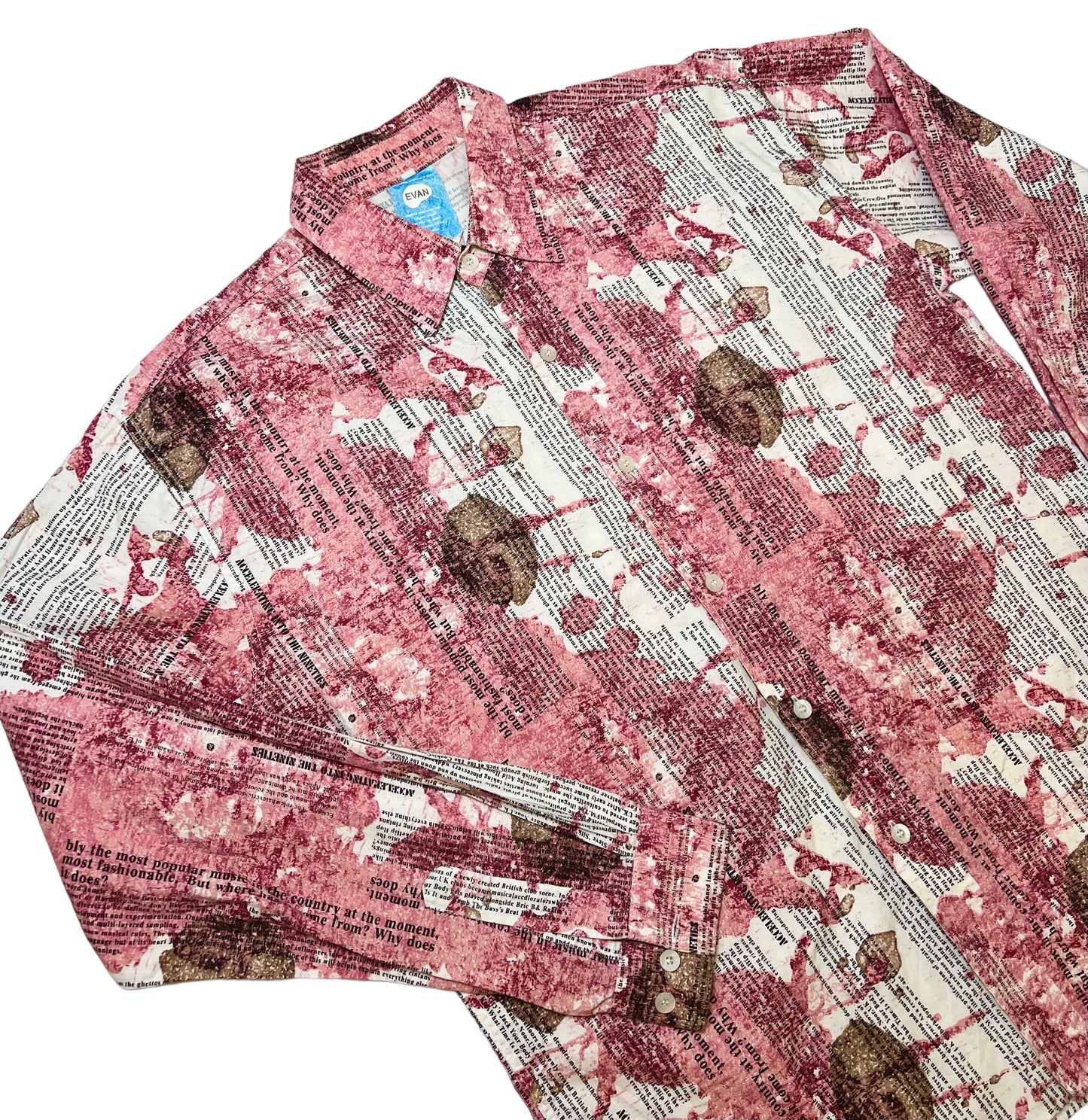 Vintage EVAN blood print house music button up shirt