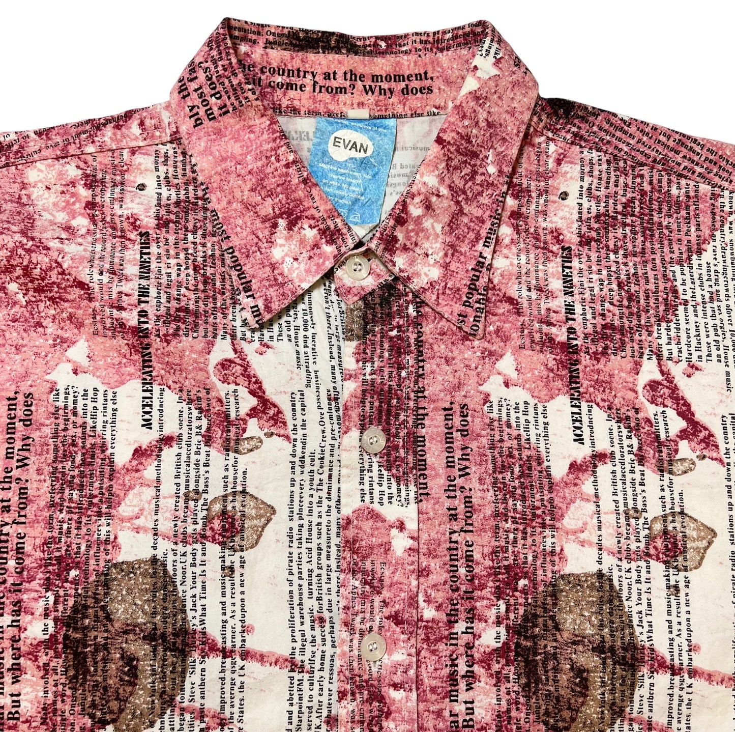 Vintage EVAN blood print house music button up shirt