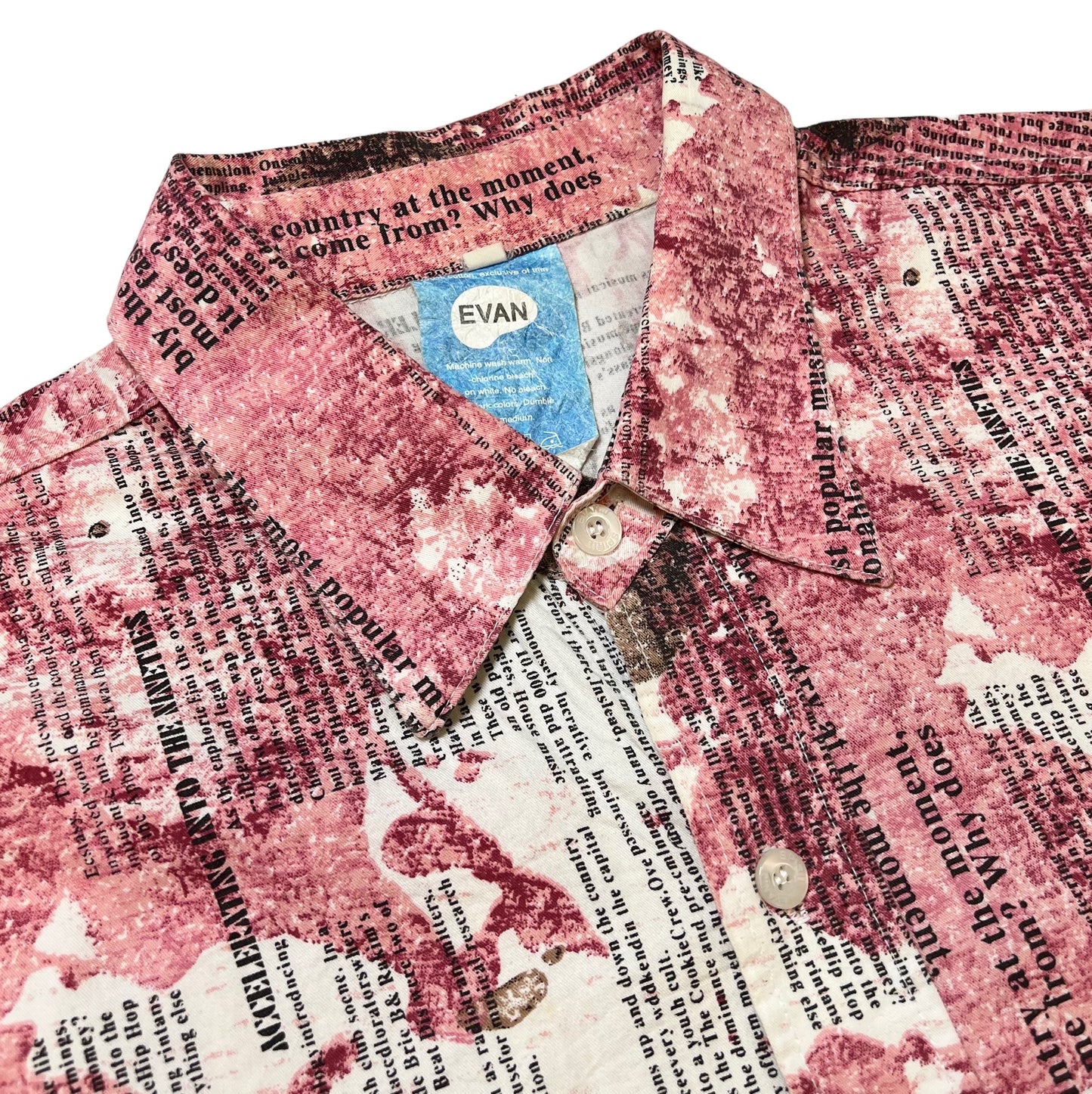 Vintage EVAN blood print house music button up shirt
