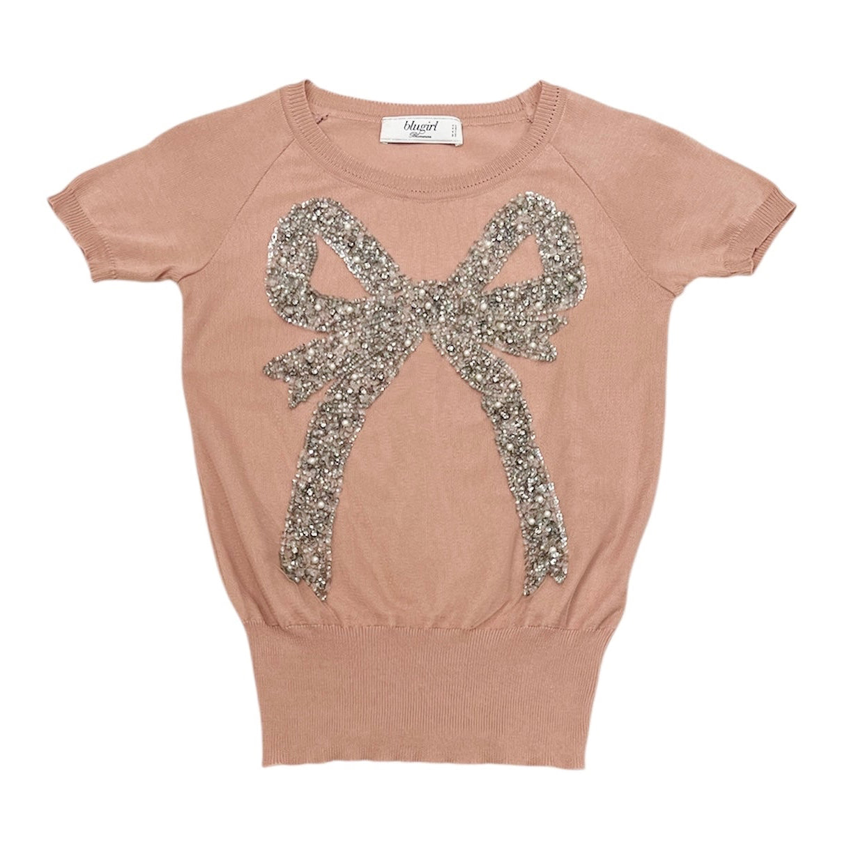 Blugirl by Bluemarine Beaded Cotton Knit Top