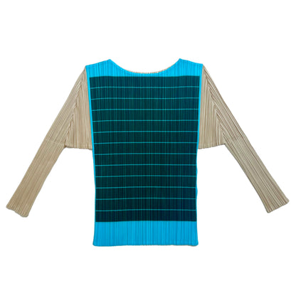 2000s Pleats Please Issey Miyake stripe print  3/4 sleeve top
