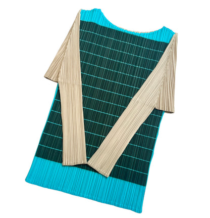 2000s Pleats Please Issey Miyake stripe print  3/4 sleeve top