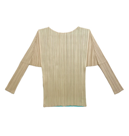 2000s Pleats Please Issey Miyake stripe print  3/4 sleeve top
