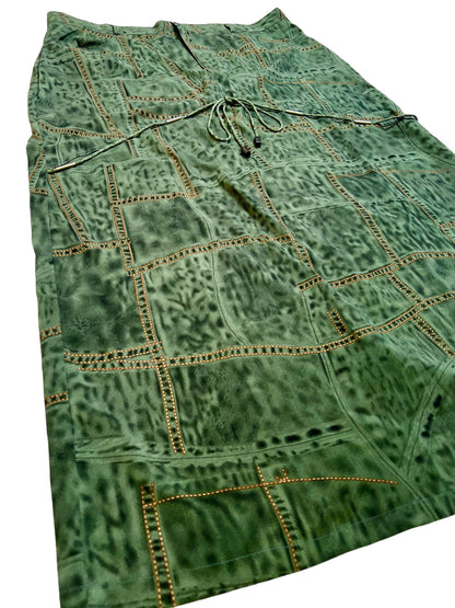 2000s SHI ME NA printed faux denim skirt